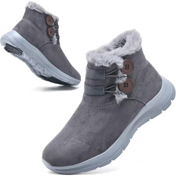 TIOSEBON Women's Winter Ankle Fur Lined Boots Anti-Slip On Resistant Booties Sho - Picture 3 of 14